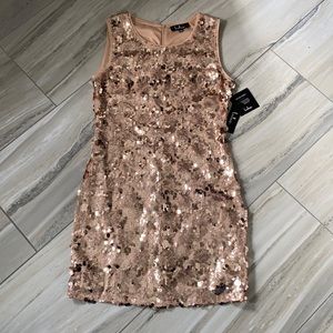 NWT Lulus Rose Gold Sequin Bodycon Dress